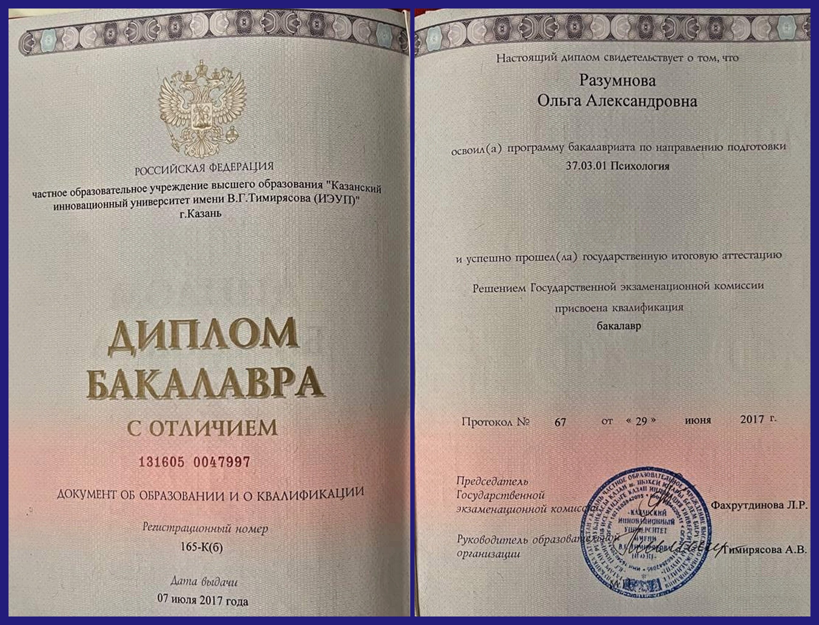 Диплом бакалавра. Психология, 2017